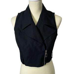 Vintage R-Wear Black Sleeveless Collared Zipper Front Vest Women's Size Medium
